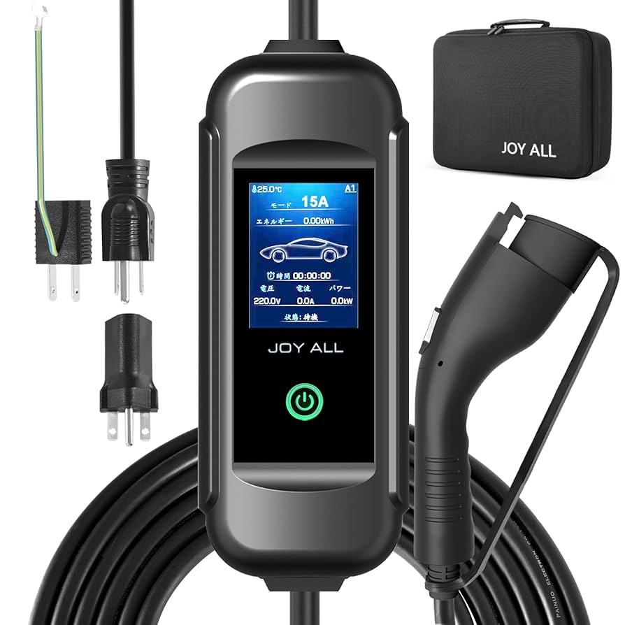 JOY ALL EV充電器 200V 15A/13A/10A/8A収納ケース付き Amazon | joy all 電気自動車 充電器 110V-240V SAE J1772 EV